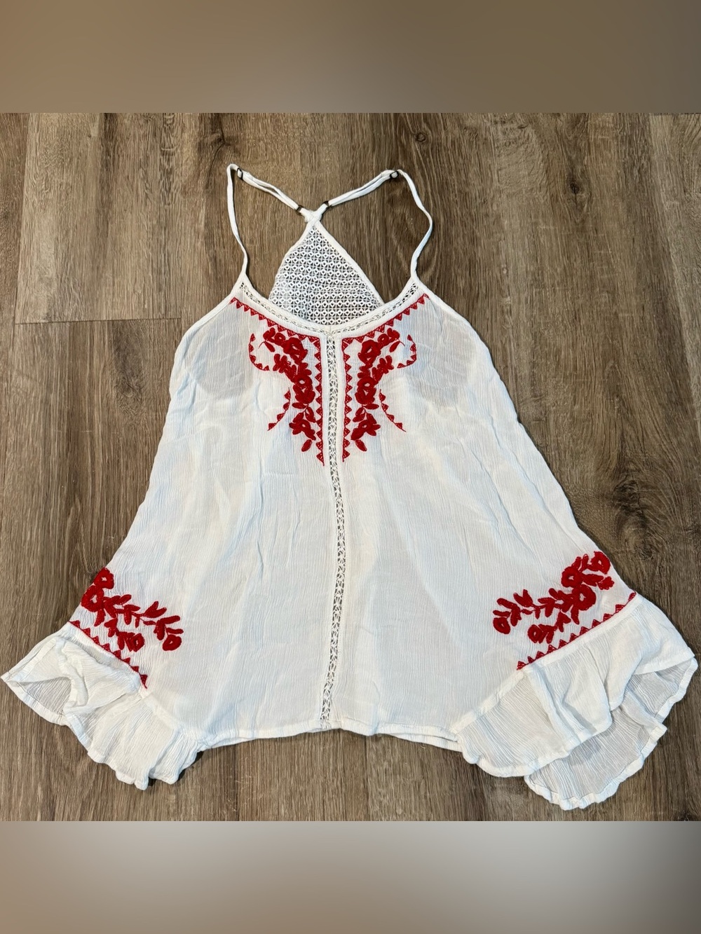 White and Red Halter Tank